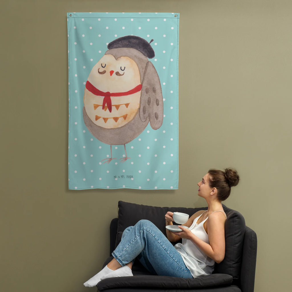 Tapestry Owl France Wall hanging, Tapestry, Decoration, Boho, owl, forest animal, bird, nocturnal, gift ideas, birthday present, illustrated, funny, romantic gift, owl decor, Say French, La vie est belle, Owl, hibou, Owls, Life is beautiful, France, Owl decoration, Say beautiful