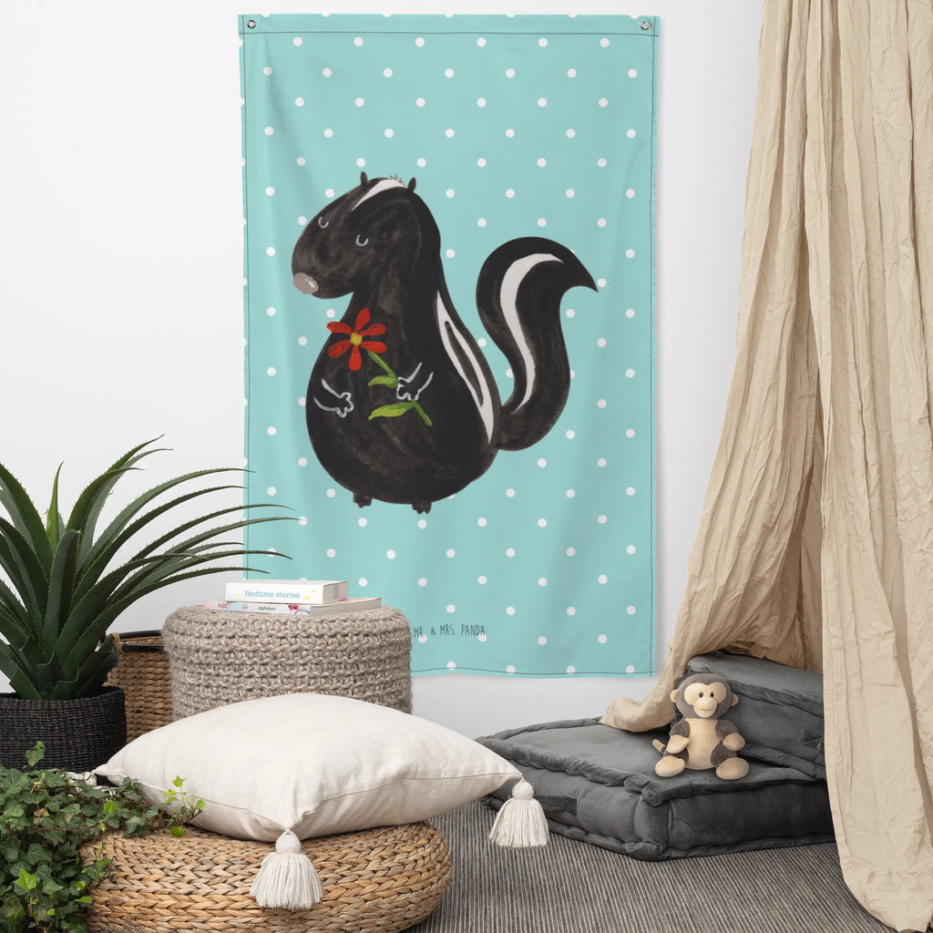 Tapestry skunk flower Tapestry, Dekoration, Textil-Kunst, Boho, Kinderzimmer Wand, Kinderzimmer Wanddeko, Wand Deko, Kinderzimmer Deko, Wanddeko, Tapisserie, Wandbehang, Kinderzimmer, Wandtuch, Schmuck-Wandbehang, Wandteppich, Wandbild, Stinktier, Skunk, Raubtier, Stinker, Träume, verträumt, Dreams, Tagträumer, Wildtier, Stinki