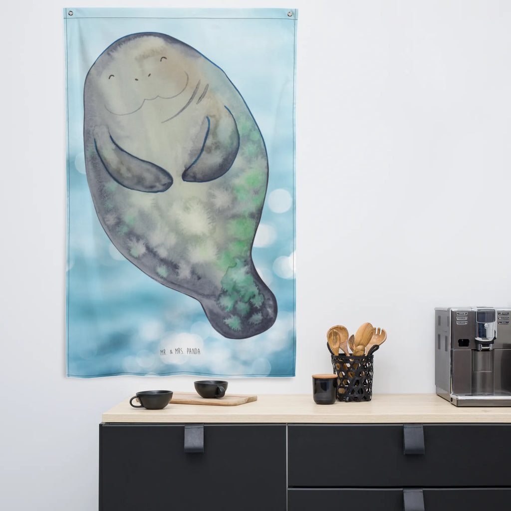 Tapestry manatee happy Boho, Tapestry, Decoration, Wall hanging, Seafood, aquatic animals, ocean, sea, fish, shells, corals, reef, whale, narwhal, sea urchin, lobster, platypus, turtle, manatee, crocodile, orca, shrimp, gifts for seafood lovers, water world, underwater animals, underwater world, vacation, deep sea, seafood fans, gift ideas, seafood decoration, seafood posters, Carefulness, Manatees, Manatee, New beginning, Satisfaction, Girlfriend, Lovesickness, Respect, New start, Self-love