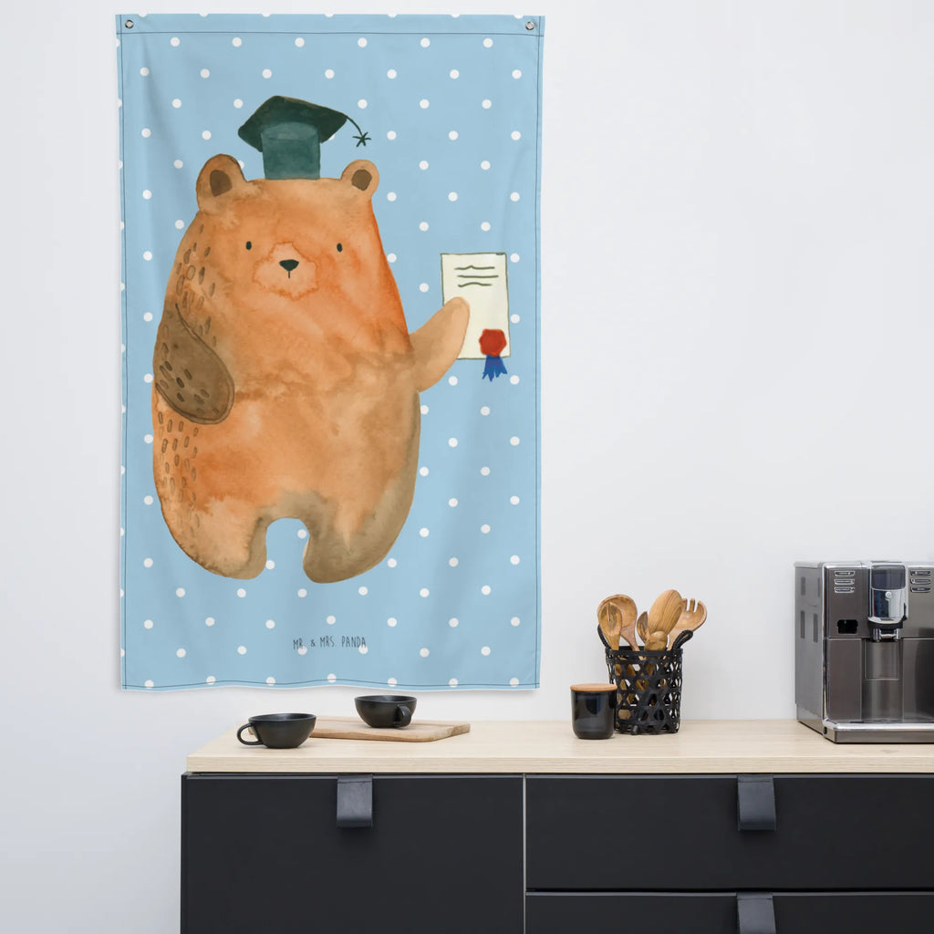 Tapestry bear Test Tapestry, Wall hanging, Decoration, Boho, bear, teddy, teddy bear, cuddly toy, degree, certificate, examination passed, diploma, examinations, Abitur