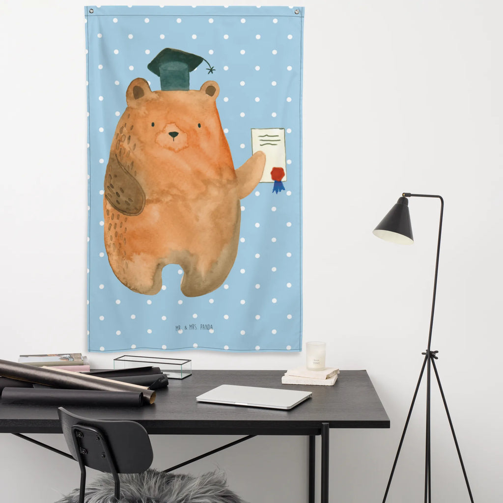 Tapestry bear Test Tapestry, Wall hanging, Decoration, Boho, bear, teddy, teddy bear, cuddly toy, degree, certificate, examination passed, diploma, examinations, Abitur