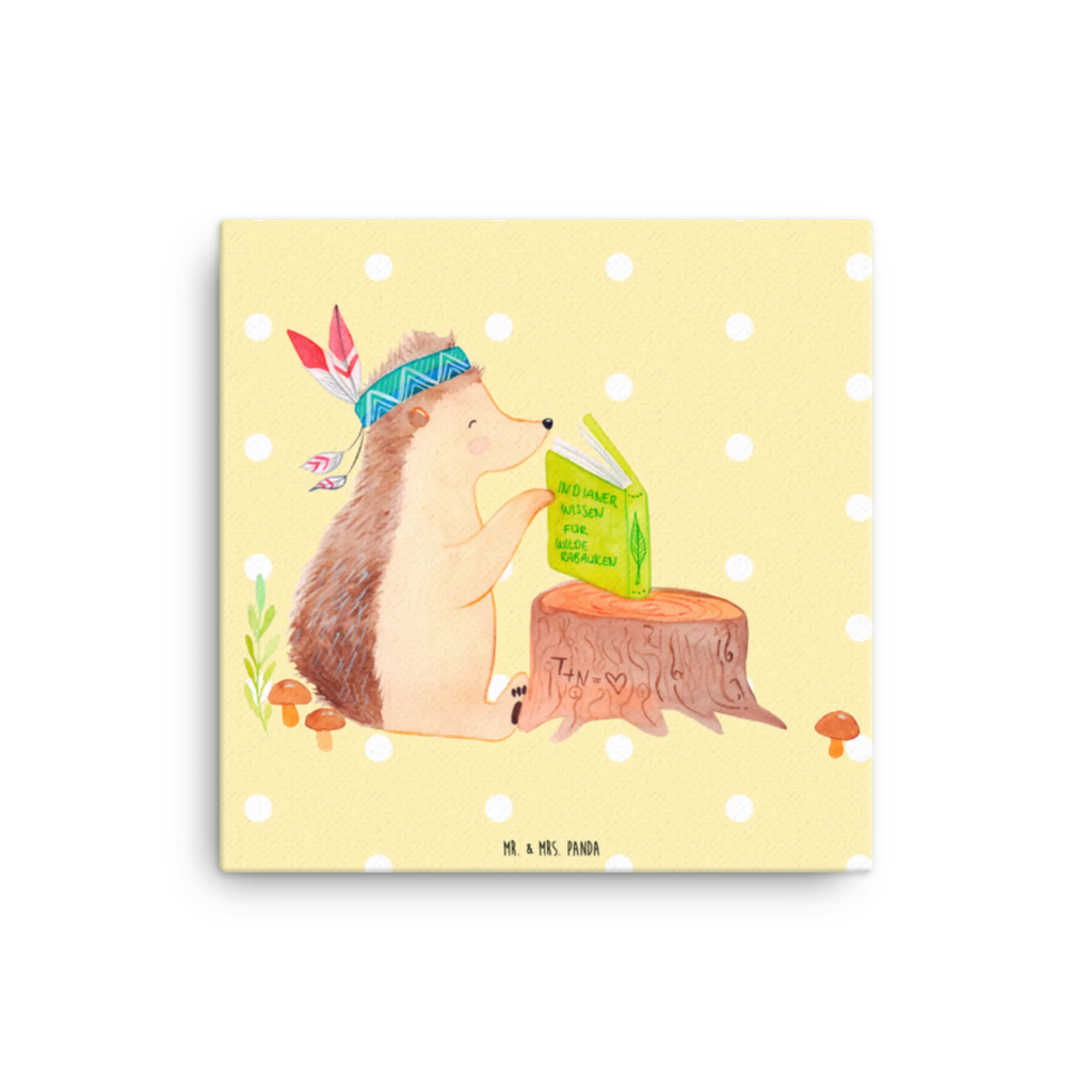 Canvas picture Hedgehog feather headdress Bild, Wanddeko, Kunstdruck, Leinwand, Waldtiere, Tiere, Igel, Abenteuer, Camping, Indianer, Lagerfeuer