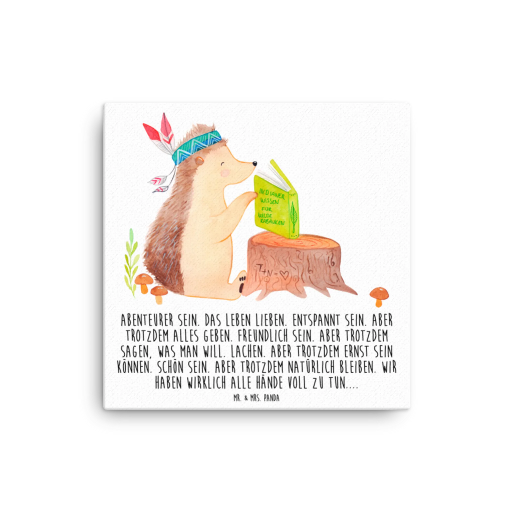 Canvas picture Hedgehog feather headdress Bild, Wanddeko, Kunstdruck, Leinwand, Waldtiere, Tiere, Igel, Abenteuer, Camping, Indianer, Lagerfeuer