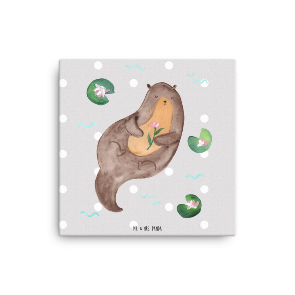 Canvas picture otter Water Lily Leinwand, Kunstdruck, Otter, Seeotter, Fischotter, Otter Seeotter See Otter
