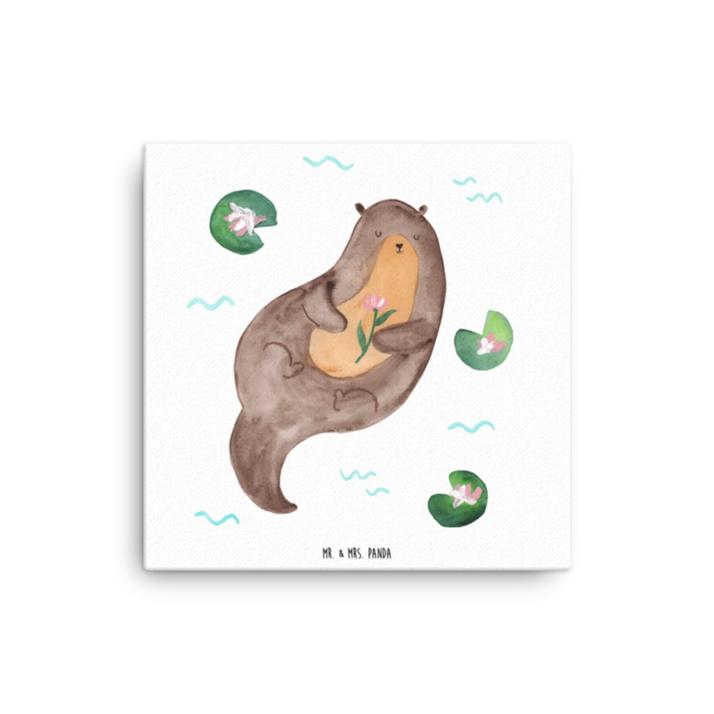 Canvas picture otter Water Lily Leinwand, Kunstdruck, Otter, Seeotter, Fischotter, Otter Seeotter See Otter