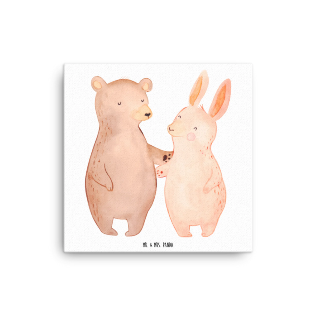 Canvas picture bear and rabbit Embrace Leinwand, Kunstdruck, Freund, Liebe, Heiraten, Jahrestag, Heiratsantrag, Liebesgeschenk, Hocheitstag, Verlobung, Partner, Freundin, Ehemann, Ehefrau, Best Friends, Hase, Bester Freund, Bärchen, Freunde, Bär