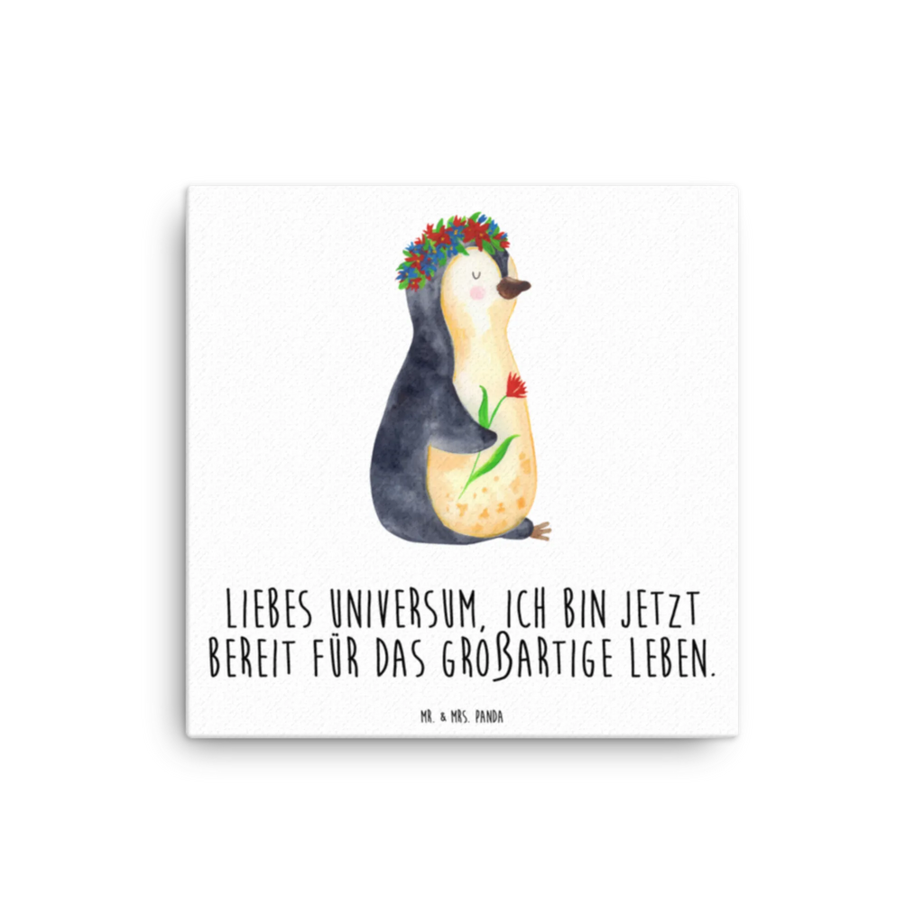Canvas picture Penguin Flower Leinwand, Kunstdruck, Pinguin, Lebensziele, Geschenkidee, Wünsche, Lebenslust, Ziele, Motivation, Leben, Universum, Blumenkranz, Liebeskummer, Pinguine