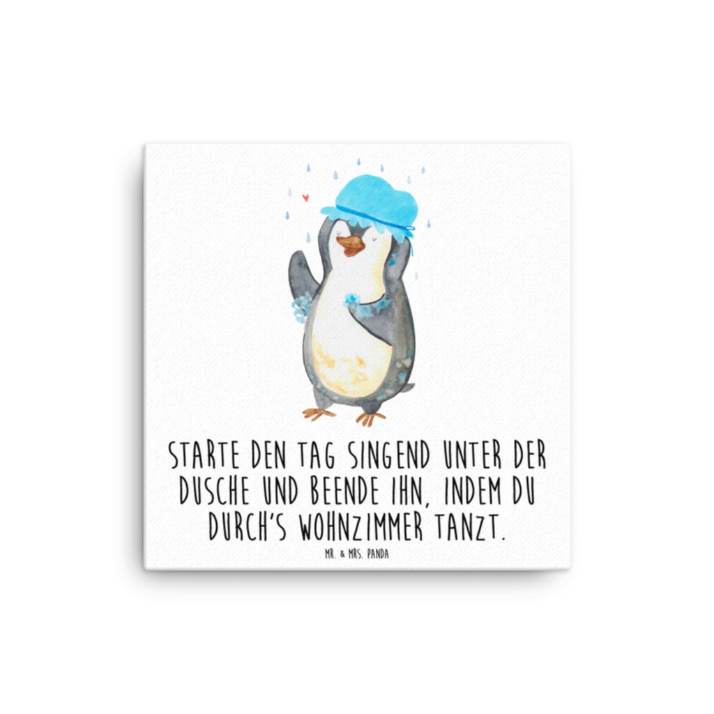 Canvas picture Penguin have a shower Leinwand, Kunstdruck, Pinguin, Lebensmotto, Pinguine, Neuanfang, glücklich sein, Dusche, Neustart, Duschen, Motivation