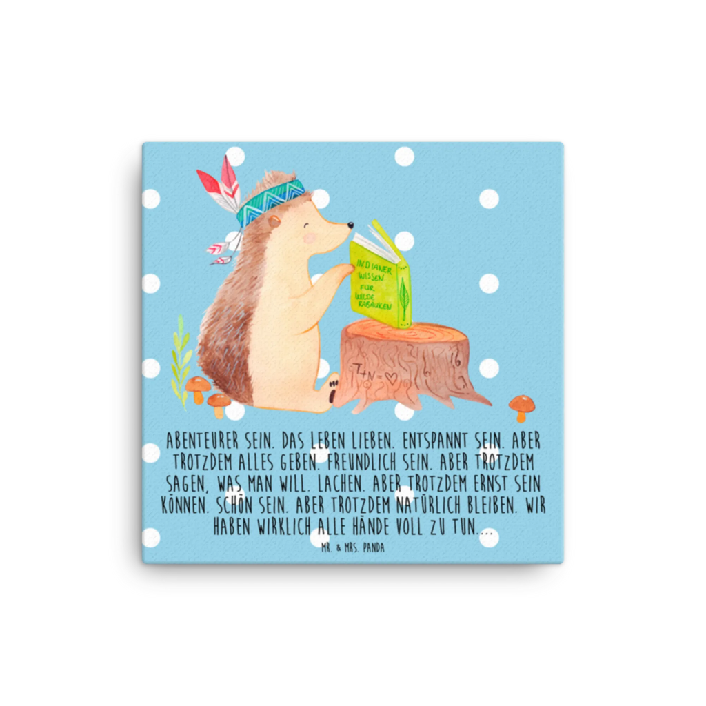 Canvas picture Hedgehog feather headdress Bild, Wanddeko, Kunstdruck, Leinwand, Waldtiere, Tiere, Igel, Abenteuer, Camping, Indianer, Lagerfeuer