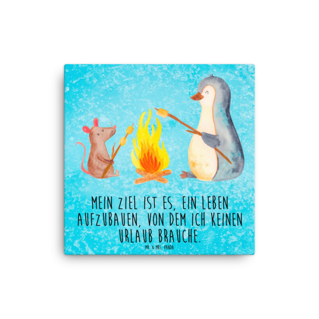 Leinwand Bild Pinguin Lagerfeuer Leinwand, Kunstdruck, Pinguin, Pinguine, Lagerfeuer, Job, Motivation, Leben, Grillen, Büroalltag, Lebensspruch, Lebensmotivation, Neustart, Maus, Büro, Liebe, Arbeit, Feuer, Marshmallows