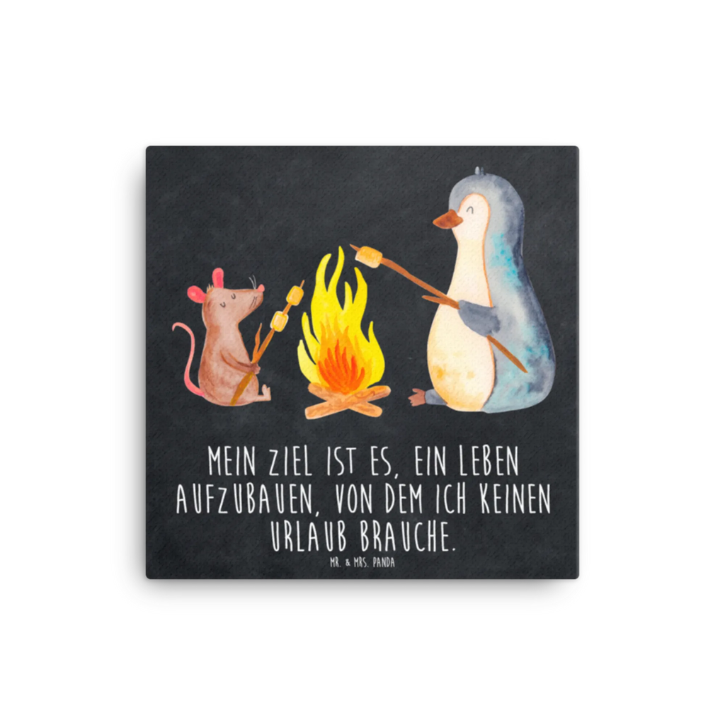 Leinwand Bild Pinguin Lagerfeuer Leinwand, Kunstdruck, Pinguin, Pinguine, Lagerfeuer, Job, Motivation, Leben, Grillen, Büroalltag, Lebensspruch, Lebensmotivation, Neustart, Maus, Büro, Liebe, Arbeit, Feuer, Marshmallows