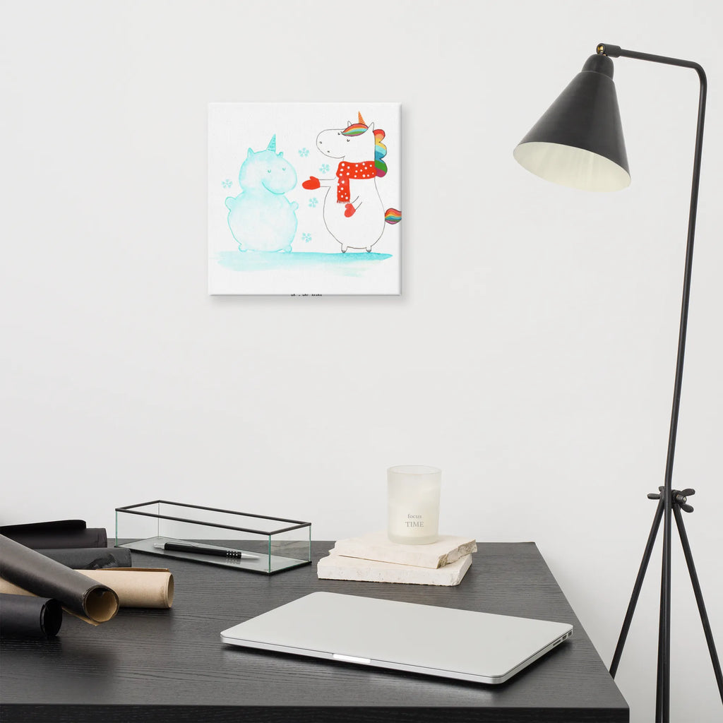 Canvas picture unicorn snowman Leinwand, Bild, Kunstdruck, Wanddeko, Dekoration, Einhorn, Einhörner, Einhorn Deko, Unicorn, Schneemann, Winter, Schnee, Kuchen, Weihnachten, kalt, Mütze, Handschuhe, X-Mas