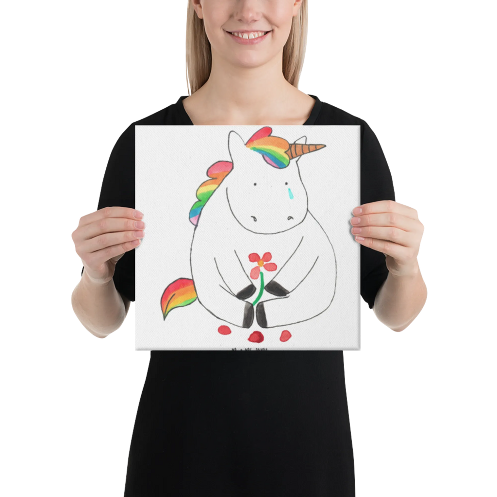 Canvas picture unicorn Sad Leinwand, Bild, Kunstdruck, Wanddeko, Dekoration, Einhorn, Einhörner, Einhorn Deko, Unicorn, Glitzer, Trösten. Freundschaft, Freunde, Liebe, Trauer, Grußkarte, Blume