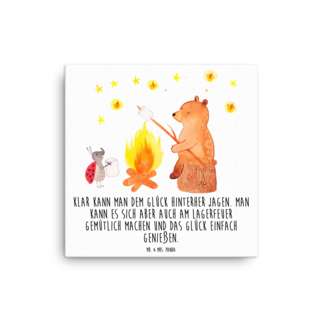 Canvas picture Bear & Ladybird campfire Kunstdruck, Leinwand, Teddybär, Teddy, Bär, Lagerfeuer
