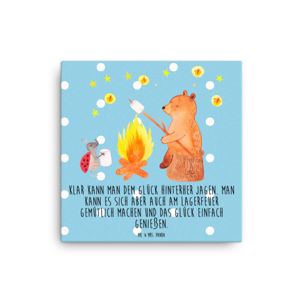 Canvas picture Bear & Ladybird campfire Kunstdruck, Leinwand, Teddybär, Teddy, Bär, Lagerfeuer
