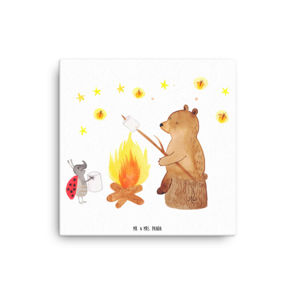 Canvas picture Bear & Ladybird campfire Kunstdruck, Leinwand, Teddybär, Teddy, Bär, Lagerfeuer