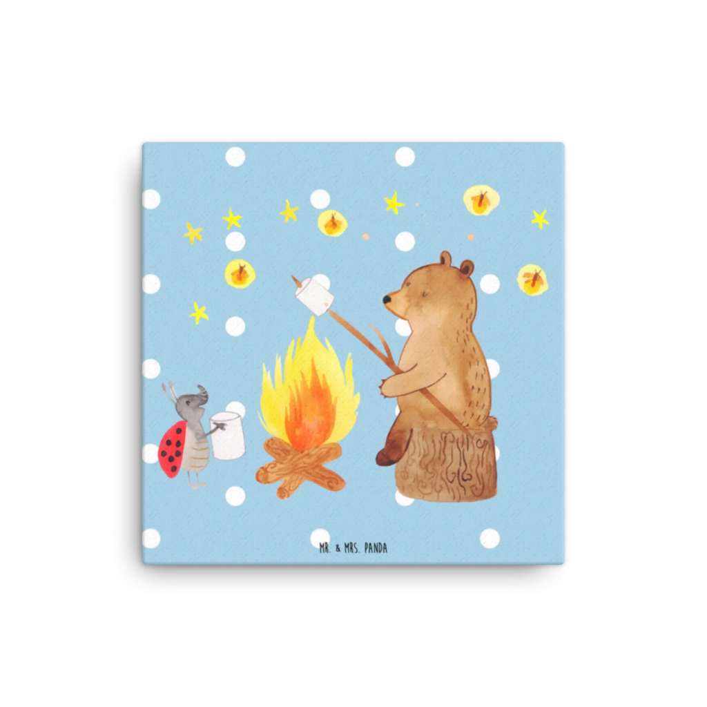 Canvas picture Bear & Ladybird campfire Kunstdruck, Leinwand, Teddybär, Teddy, Bär, Lagerfeuer