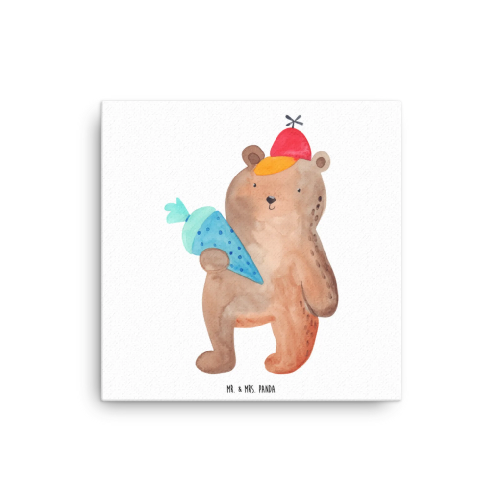 Canvas picture bear School cone Leinwand, Kunstdruck, Teddybär, Teddy, Bär, Schule Geschenk, Schulanfang, Bär Motiv, Erster Schultag Geschenk, Schultüte, Grundschule, Schulbeginn, Einschulung Geschenk