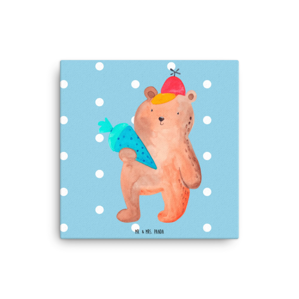 Canvas picture bear School cone Leinwand, Kunstdruck, Teddybär, Teddy, Bär, Schule Geschenk, Schulanfang, Bär Motiv, Erster Schultag Geschenk, Schultüte, Grundschule, Schulbeginn, Einschulung Geschenk