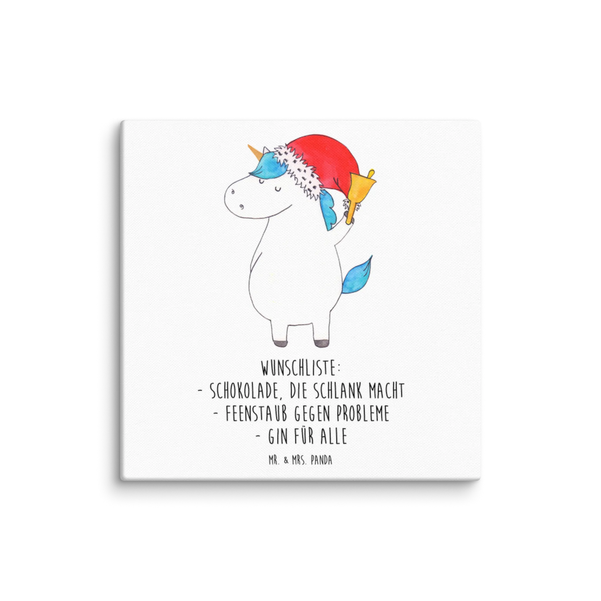 Leinwand Bild Einhorn Weihnachtsmann Leinwand, Kunstdruck, Unicorn, Einhorn, Einhörner, Einhorn Deko, Nikolaus, Schokolade, Wunschliste, Gin, Wunschzettel, Weihnachtsmann, Schoki, Feenstaub, Weihnachten