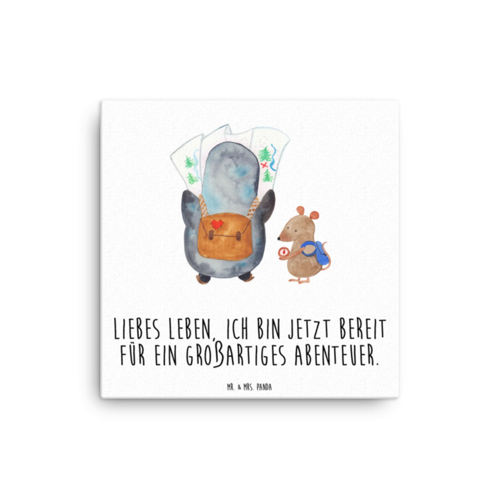 Leinwand Bild Pinguin & Maus Wanderer Kunstdruck, Leinwand, Pinguin, Wanderlust, Pinguine, Abenteuer, Wandern, Roadtrip, Ausflug, Abenteurer