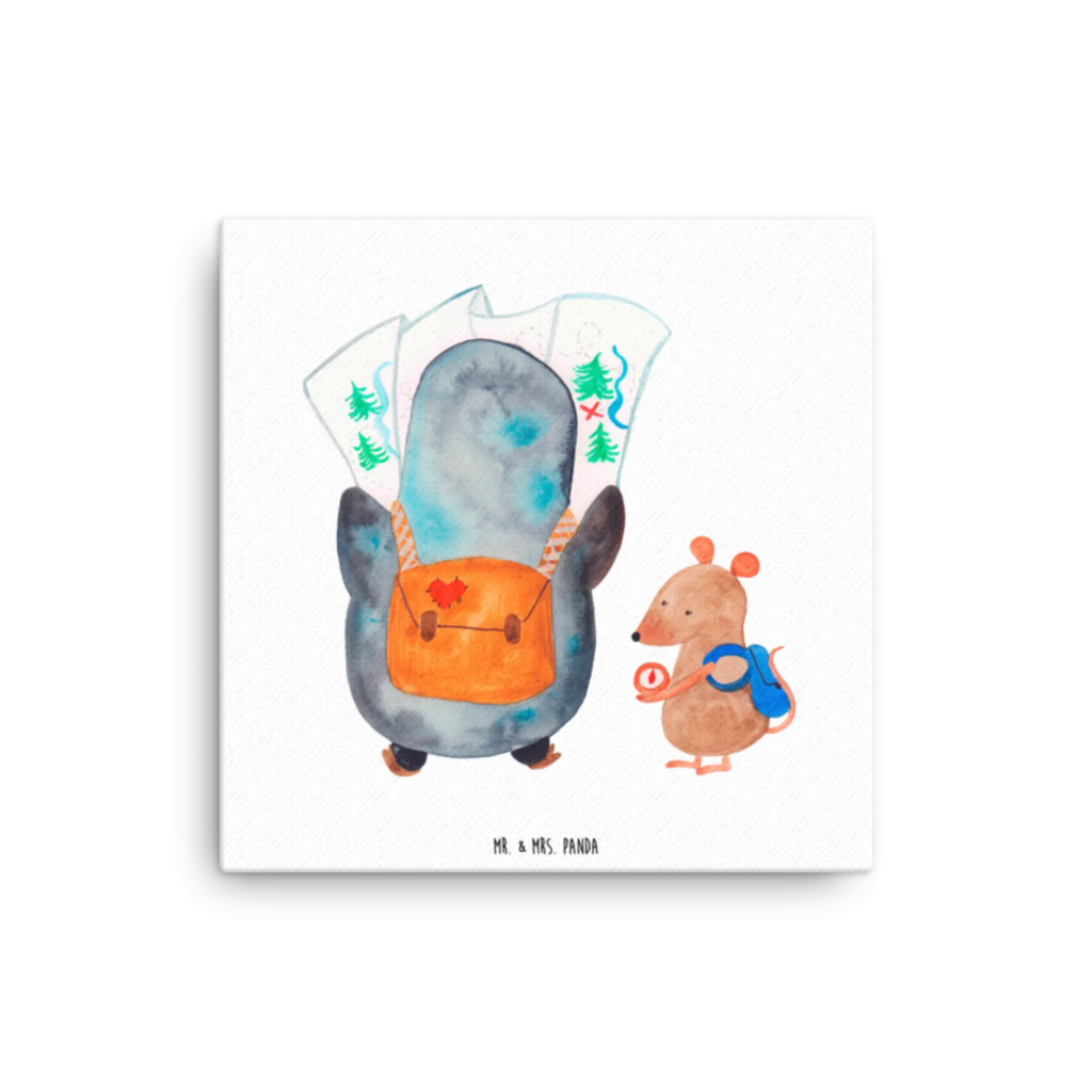 Leinwand Bild Pinguin & Maus Wanderer Kunstdruck, Leinwand, Pinguin, Wanderlust, Pinguine, Abenteuer, Wandern, Roadtrip, Ausflug, Abenteurer