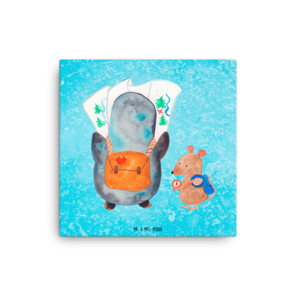Leinwand Bild Pinguin & Maus Wanderer Kunstdruck, Leinwand, Pinguin, Wanderlust, Pinguine, Abenteuer, Wandern, Roadtrip, Ausflug, Abenteurer