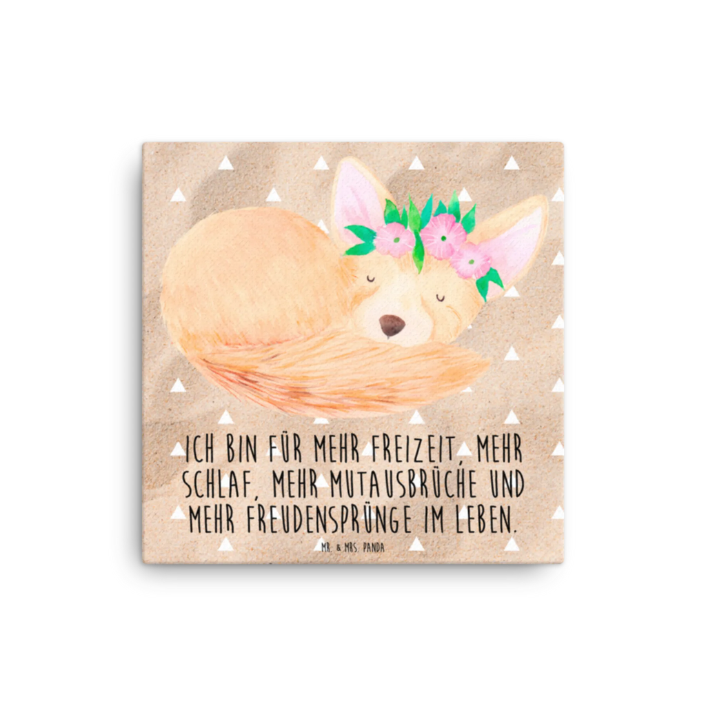 Leinwand Bild Wüstenfuchs Blumen Kunstdruck, Leinwand, Wildtiere, Afrika, Wüste, Glücklich, Blumenkranz, Wüstenfuchs, Blumen