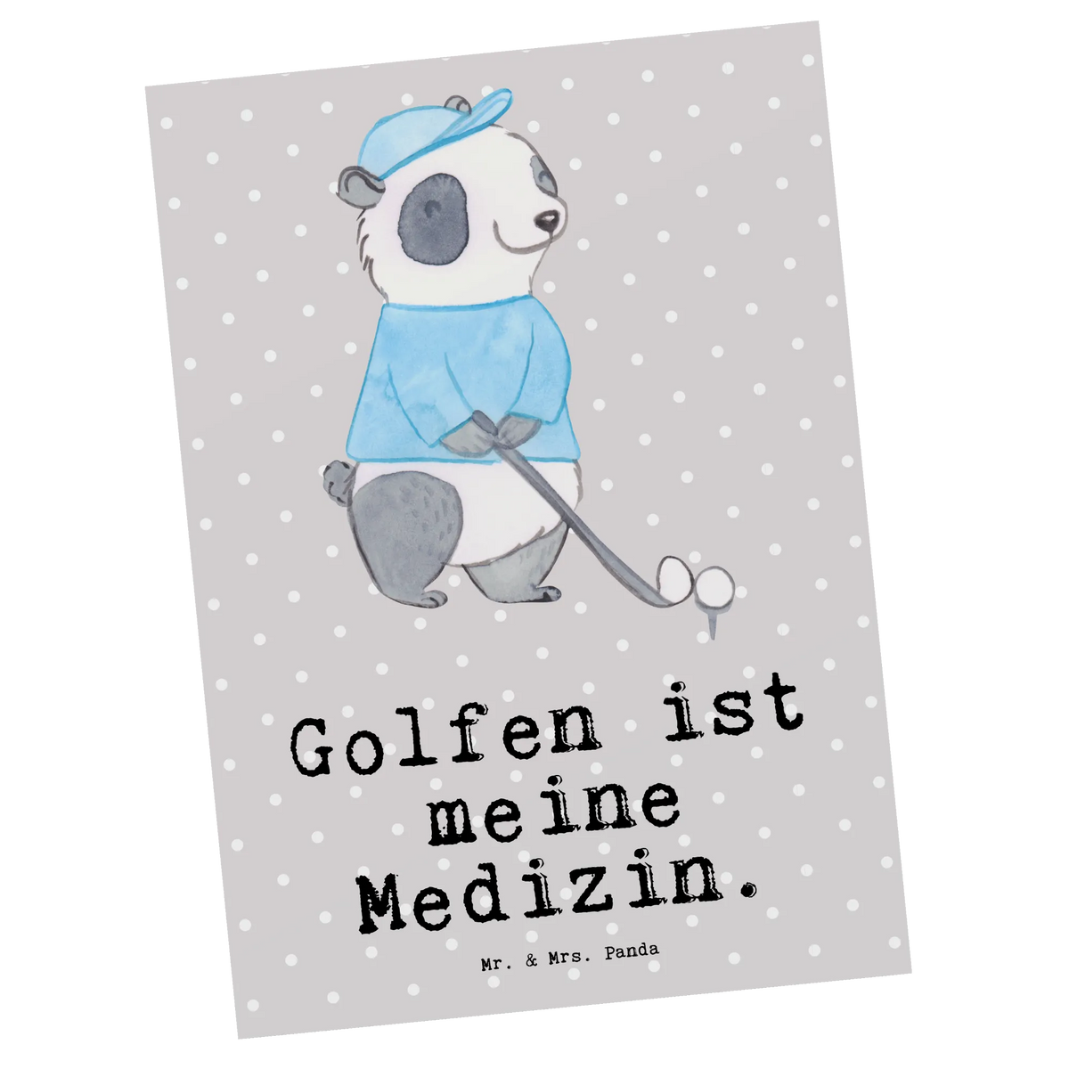 Pocztówka Panda gra w golfa Ansichtskarten, kunstkarte, Ansichtskarte, Kunstkarten, Postkarten, einzelkarte, Motivkarte, Postkarte, Grußkarte, Designkarte, bildkarte, Fotokarte, spruchkarte, Geschenk, Schenken, Sport, Sportart, Hobby, Danke, Dankeschön, Auszeichnung, Gewinn, Sportler, Golfturnier, Golfplatz, Golfen, Golf spielen, Golf Verein