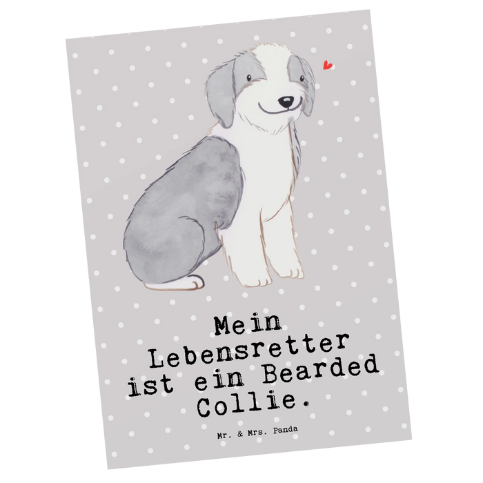 Postkarte Bearded Collie Lebensretter