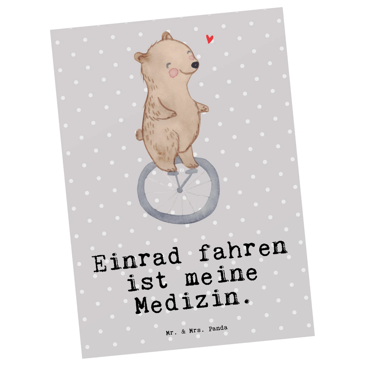 Postkarte Bär Einrad fahren