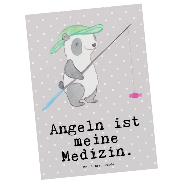 Postkarte Panda Angeln