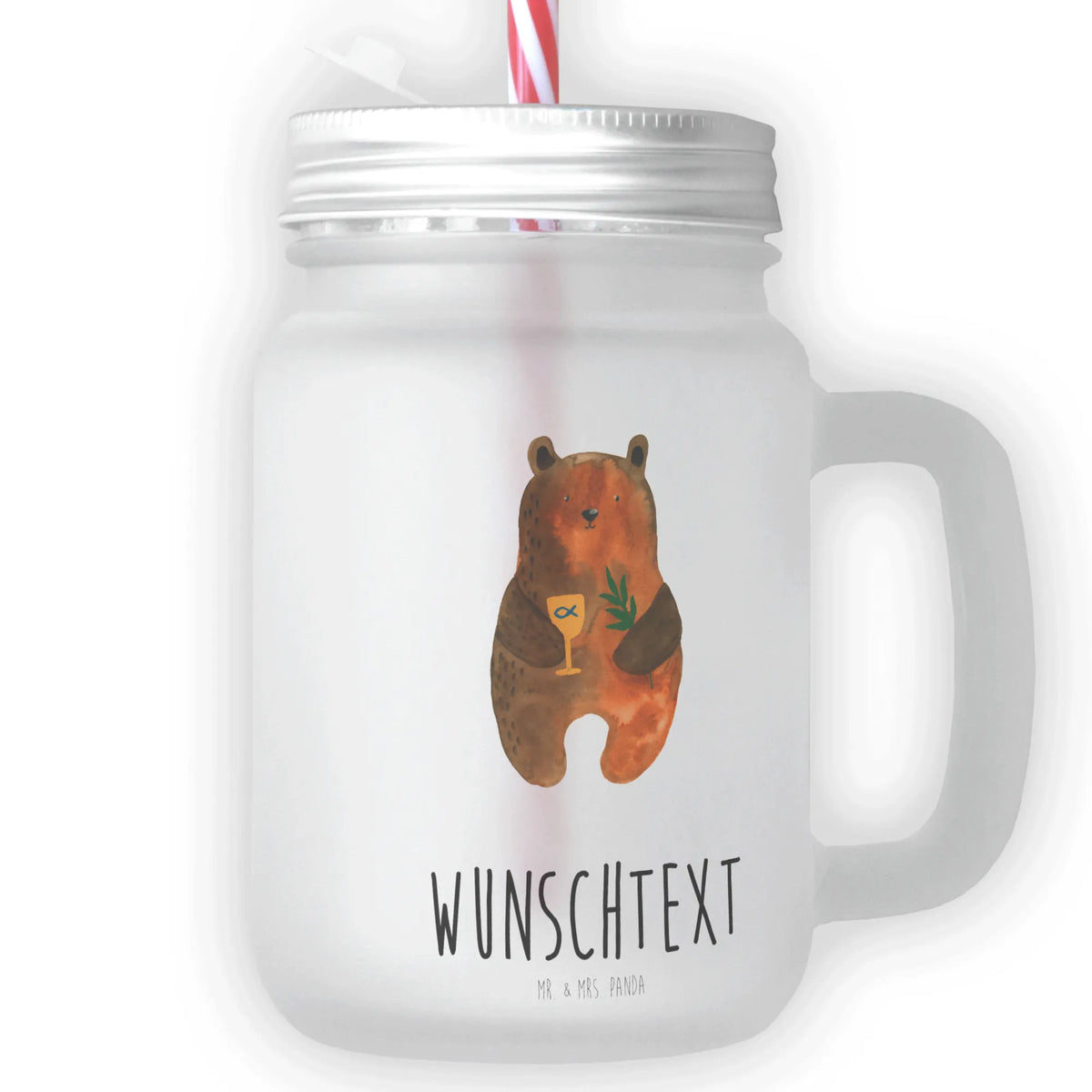 Personalised mason jar drinking glass bear confirmation teddy bear, cuddly toy, confirmation, service, evangelic, church