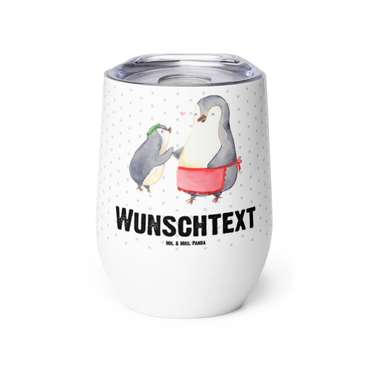 Personalised wine cup Penguin with child Father's Day, Mother's Day, Gift, Mummy, Birthday, Mother