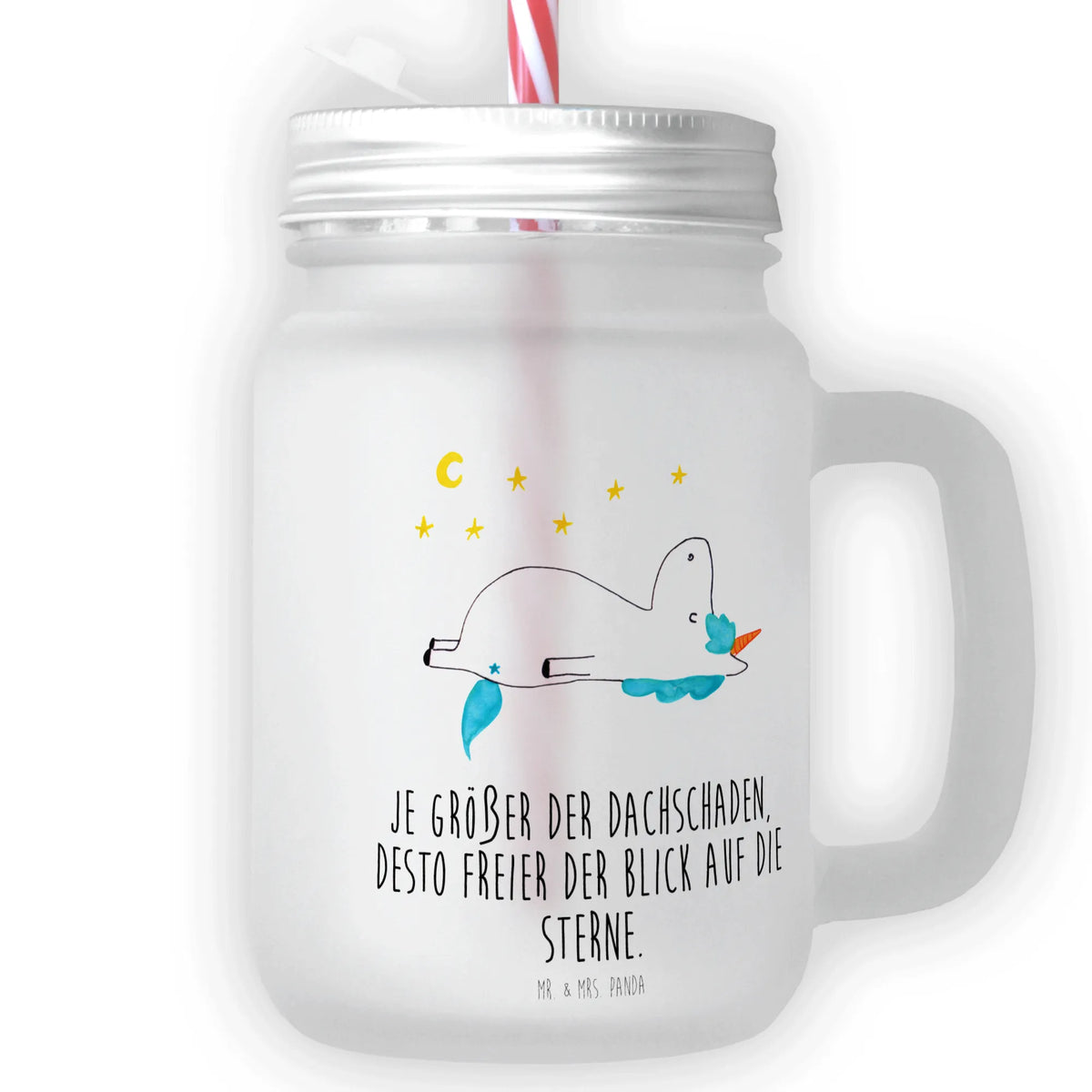 Mason jar drinking glass unicorn starry sky stars, girlfriend gift, heaven, girlfriend present