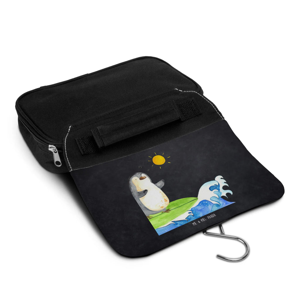 Kulturbeutel Pinguin Surfer Kosmetiktasche, Waschtasche, Kulturtasche, hygienebeutel, Schminktasche, Kulturbeutel, Waschbeutel, Toilettentasche, hygienetasche, beautycase, Schminkbeutel, Reisebeutel, Necessaire, badtasche, Kulturbeutel Waschbar, Pinguin, Wellen, Urlaub, Surfer, Surfen, Hawaii, Wellen Reiten, Portugal, Pinguine