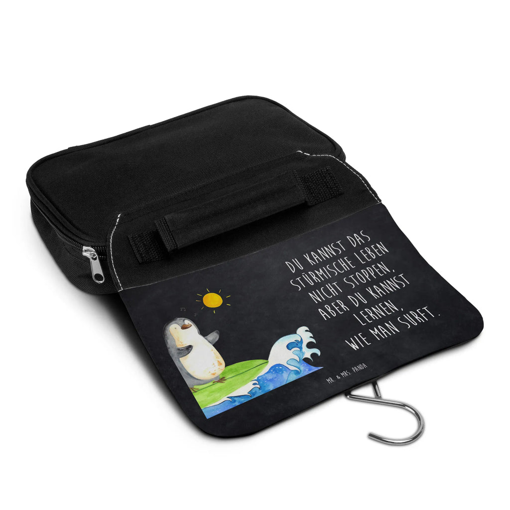 Kulturbeutel Pinguin Surfer Kosmetiktasche, Waschtasche, Kulturtasche, hygienebeutel, Schminktasche, Kulturbeutel, Waschbeutel, Toilettentasche, hygienetasche, beautycase, Schminkbeutel, Reisebeutel, Necessaire, badtasche, Kulturbeutel Waschbar, Pinguin, Wellen, Urlaub, Surfer, Surfen, Hawaii, Wellen Reiten, Portugal, Pinguine