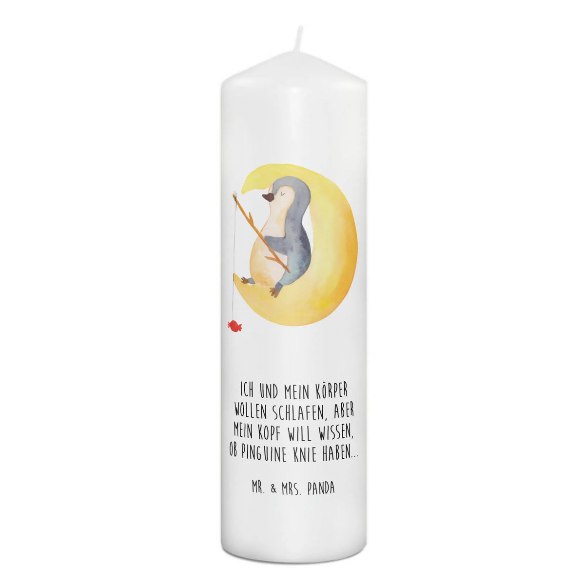 świeca pingwin księżyc Erinnerungslicht, Stumpenkerze, Wachskerze, Erinnerungskerze, Zylinderkerze, Blockkerze, Bedruckte Kerze, Kerze, Pinguin, Nachtruhe, schlafen, Pinguine, Einschlafen, Schlafzimmer, Gästezimmer, Schlafstörungen, Spruch