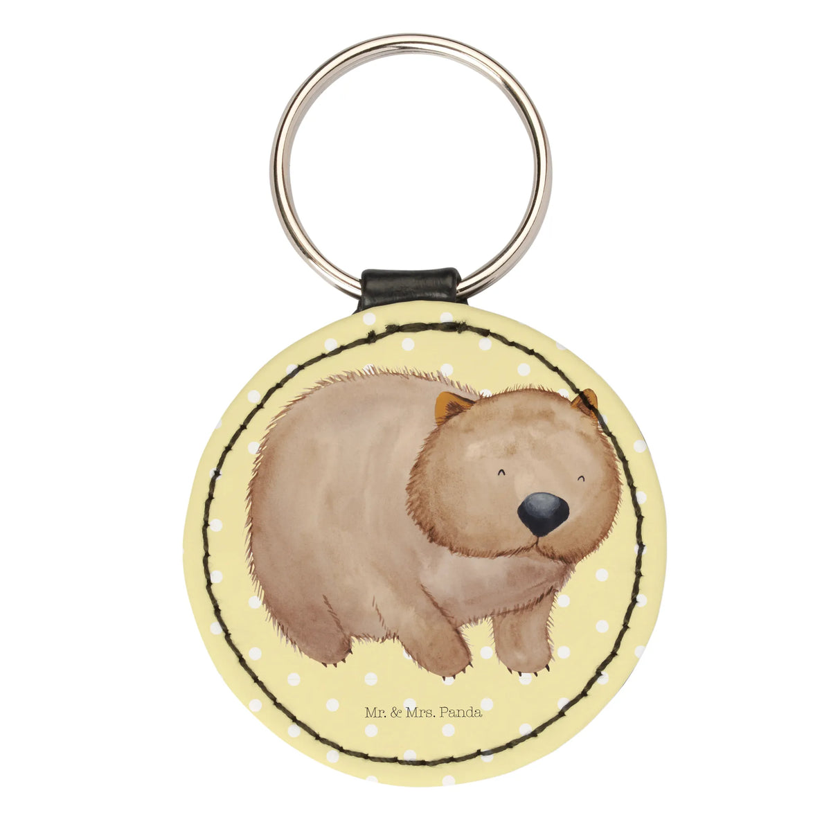 Round key ring Wombat lucky charm, keychain, pendant, bag pendant, key ring, small animals, cute, funny, cute animal motives, hand drawn, small world, funny sayings, good mood, happy, gifts, gift ideas, special gifts, animal lover, card, Australia, saying, life is beautiful, motivation, Wombat