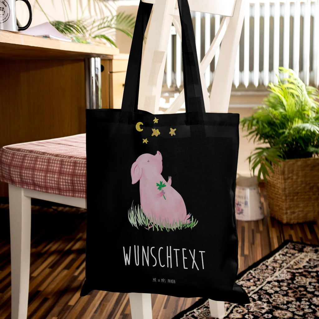 Personalised tote bag Pig Luck Personalisierte Beuteltasche, Personalisierter Beutel, Personalisierte Einkaufstasche, Personalisierter Jutebeutel, Personalisierter Stoffbeutel, Tragetasche mit Namen, Einkaufstasche mit Namen, Stoffbeutel mit Namen, Personalisierte Tasche, Personalisierte Jutetasche, Personalisierte Kindergartentasche, Tiermotive, Gute Laune, lustige Sprüche, Tiere, Glücksschwein. Glück, Schwein, Schweinchen, Sterne, Sernchen, Ziele, Träume, Motivation, Glücksbringer