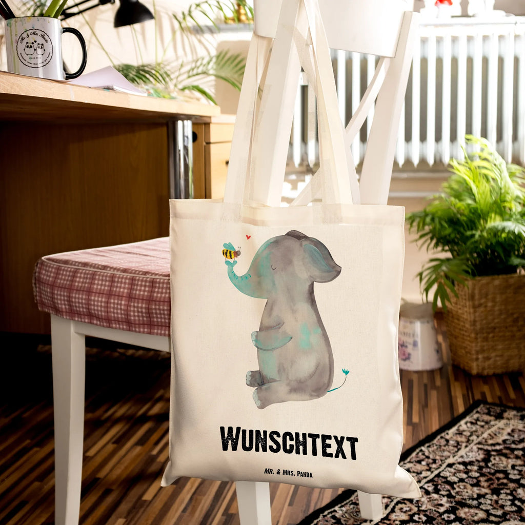 Personalisierte Tragetasche Elefant & Biene Stoffbeutel mit Namen, Schultertasche, Personalisierte Tasche, Einkaufstasche mit Namen, Personalisierter Jutebeutel, Personalisierte Kindergartentasche, Strandtasche, Personalisierter Stoffbeutel, Personalisierte Einkaufstasche, Personalisierter Beutel, Tragetasche mit Namen, Tüte, Shopper, Personalisierte Beuteltasche, Umhängetasche, Personalisierte Jutetasche, Einkaufsbeutel, Lustige Sprüche, Tiere, Tiermotive, Gute Laune, Liebesspruch, Liebe, Elefant, Jahrestag, Liebesbeweis, Biene, Liebesgeschenk, Hochzeitsgeschenk, Heiratsantrag