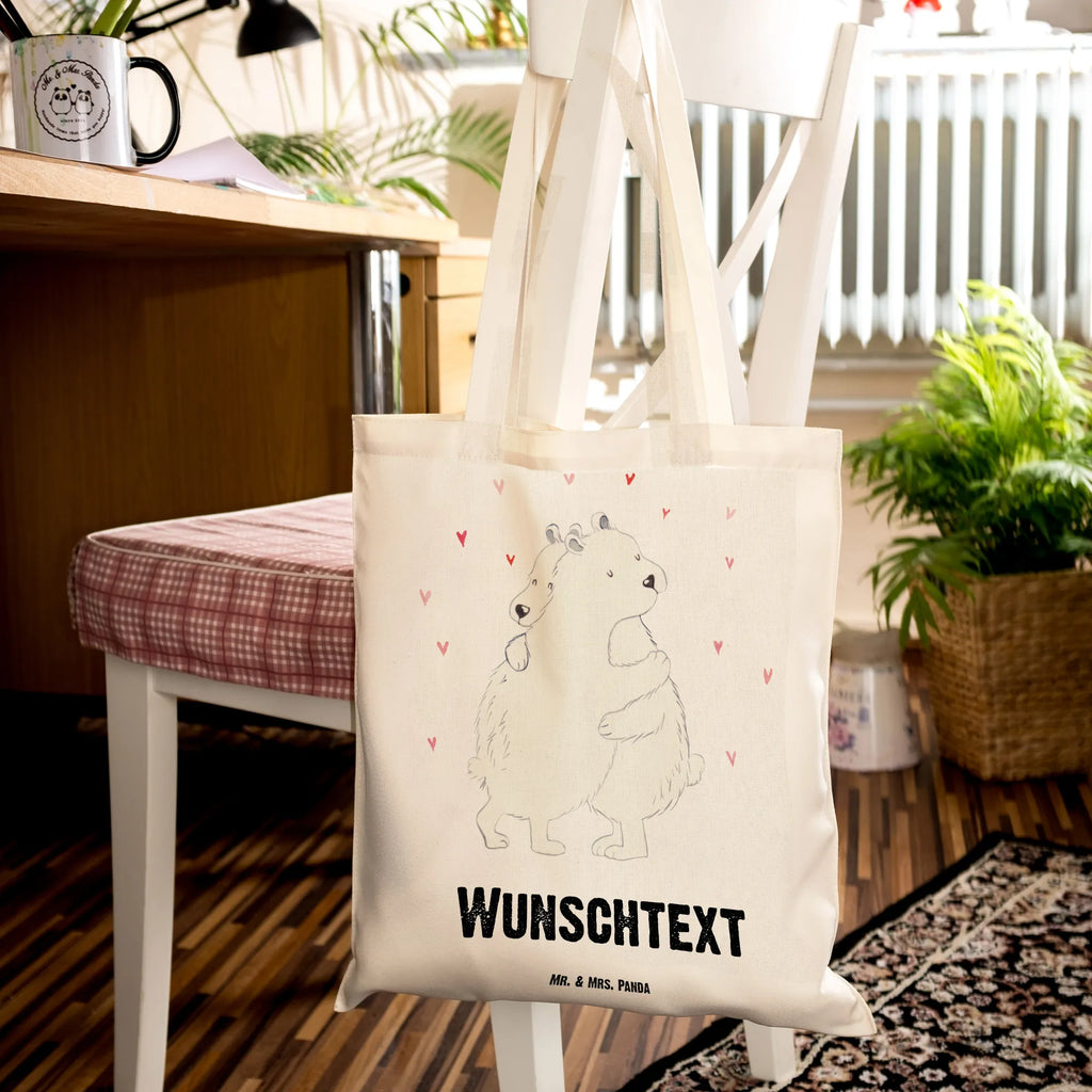 Personalised tote bag Icebear Embrace Tragetasche mit Namen, Personalisierte Beuteltasche, Personalisierte Jutetasche, Personalisierter Stoffbeutel, Stoffbeutel mit Namen, Personalisierter Jutebeutel, Personalisierte Kindergartentasche, Personalisierte Einkaufstasche, Einkaufstasche mit Namen, Personalisierter Beutel, Personalisierte Tasche, Tiermotive, Gute Laune, lustige Sprüche, Tiere