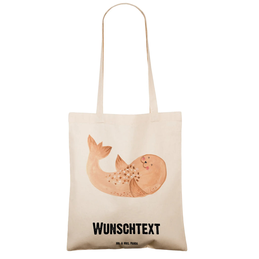Personalisierte Tragetasche Robbe liegend Personalisierter Beutel, Personalisierter Jutebeutel, Personalisierter Stoffbeutel, Personalisierte Tasche, Personalisierte Einkaufstasche, Einkaufstasche mit Namen, Stoffbeutel mit Namen, Personalisierte Kindergartentasche, Tragetasche mit Namen, Personalisierte Beuteltasche, Personalisierte Jutetasche, Tiermotive, Gute Laune, lustige Sprüche, Tiere, Seehund, Strand, Robben, Nordsee, Ostsee, Freude, Meerestier, Robbe, Lachen