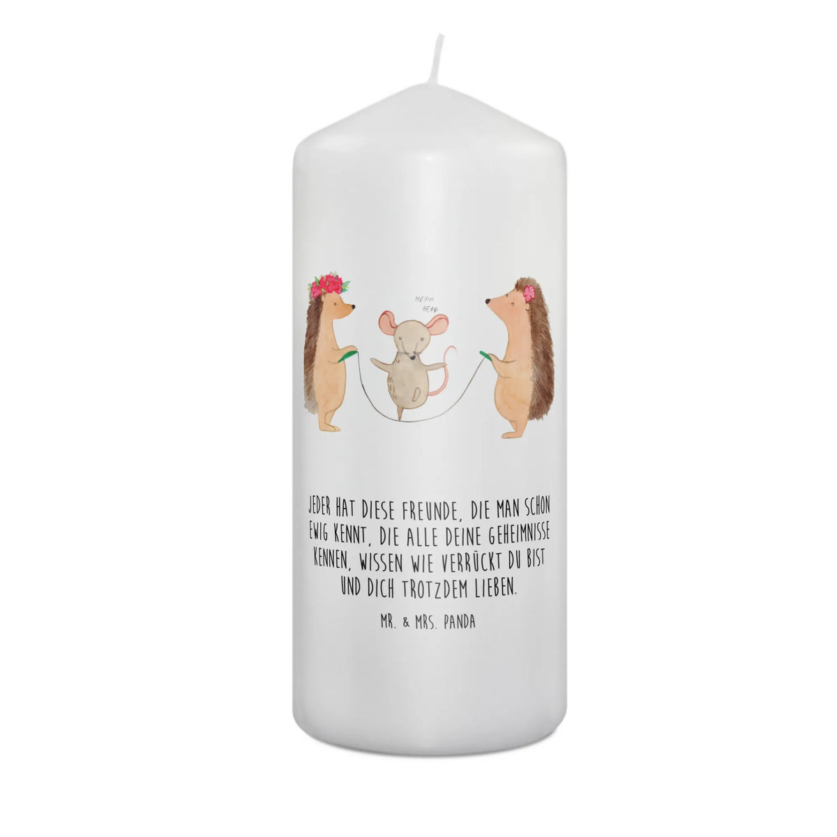 Candle Hedgehog skipping Bedruckte Kerze, Stumpenkerze, Blockkerze, Kerze, Erinnerungskerze, Wachskerze, Erinnerungslicht, Zylinderkerze, Gute Laune, Tiermotive, Tiere, Lustige Sprüche, Seilspringen, Kindergarten, Igel, Kinder, Seilhüpfen, Maus