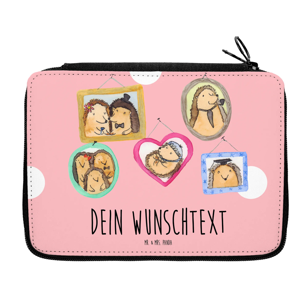 Personalised leather folder Hedgehog family Father's Day, Mother's Day, pictures, solidarity, hedgehogs, mum