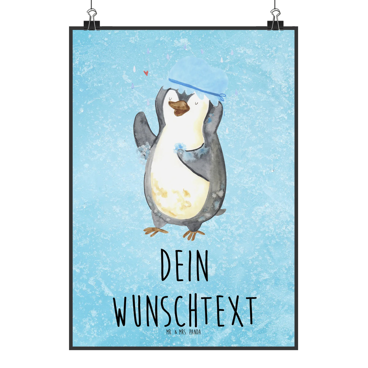 Personalised poster Penguin have a shower Penguins, North Pole, life motto, new beginning, being happy, new start, shower, penguins