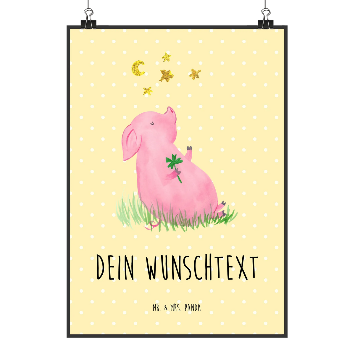 Personalised poster Pig Luck card, gift ideas, gifts, small animals, cute, cute animal motives, hand drawn, funny sayings, good mood, special gifts, animal lover, lucky charm, stars, goals, piglet, Lucky bastard. Luck, asterisks