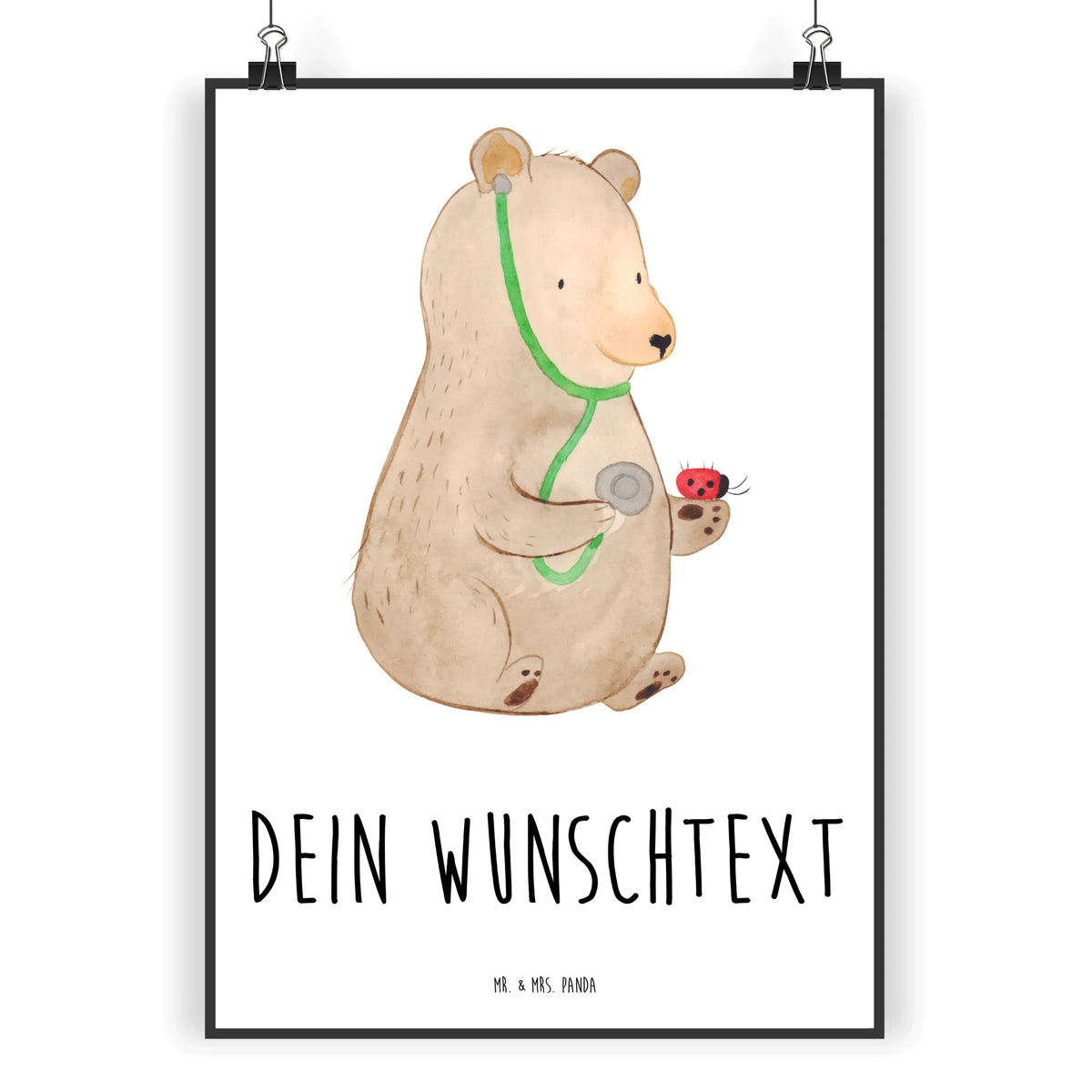 Personalised poster bear Physician teddy bear, cuddly toy, Doctor