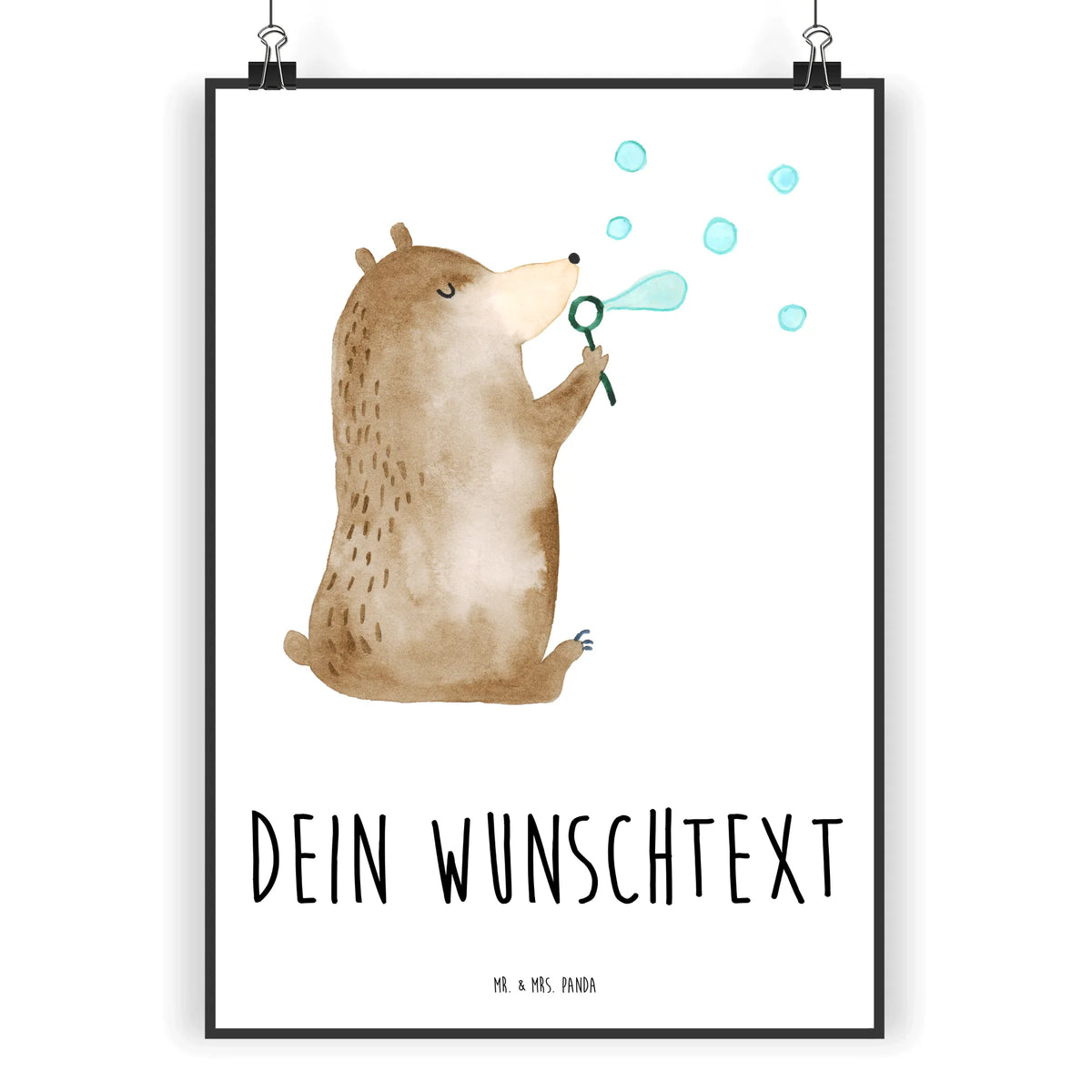 Personalised poster bear soap bubbles teddy bear, cuddly toy, Soap Bubbles Bear Funny Being Happy Sad Happy