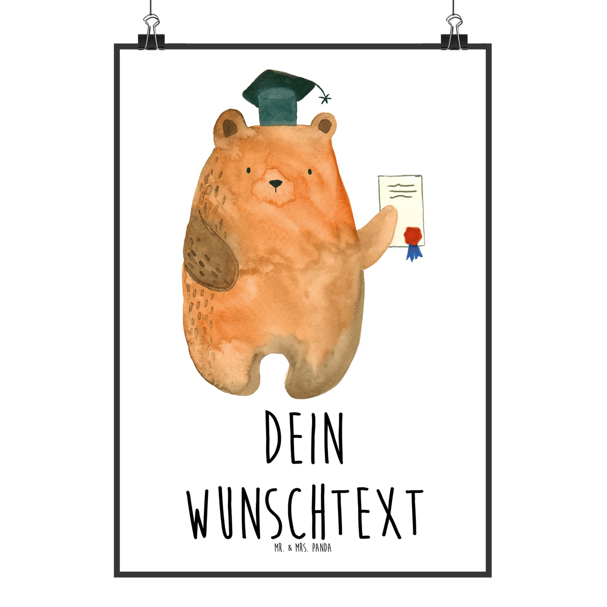 Personalised poster bear Test teddy bear, cuddly toy, examination passed, degree, diploma, certificate, examinations